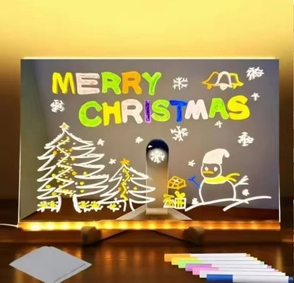 PIZARRA LED 3D EFECTO NEÓN DE 30X20 CM + BASE TRIPODE + 7 MARCADORES BORRABLES + 🎁OBSEQUIO ARCHIVO PDF 97 DIBUJOS PARA IMPRIMIR🎁 + ENVÍO GRATIS!👦👧