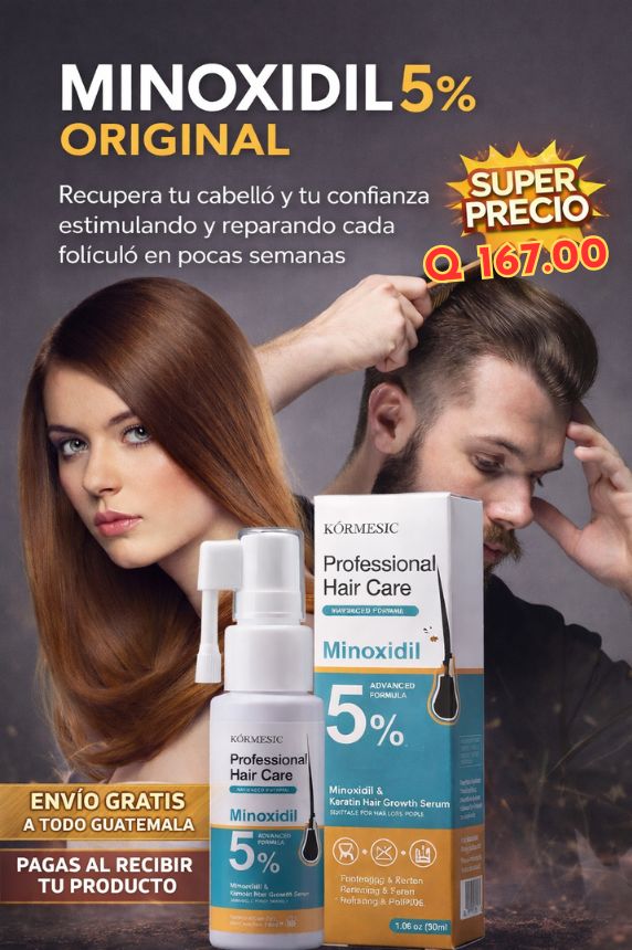 MINOXIDIL 5% ORIGINAL + CRECIMIENTO DE NUEVO CABELLO Y DETIENE LA CAIDA+ ENVÍO GRATIS🎁