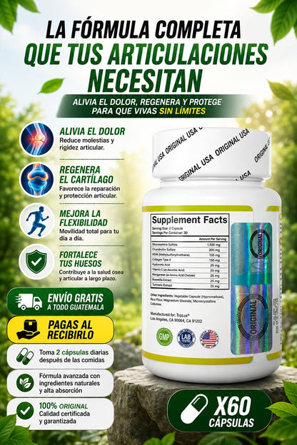 GLUCOSAMINE X60 CAPS + ALIVA TODO DOLOR ARTICULAR + ENVÍO GRATIS